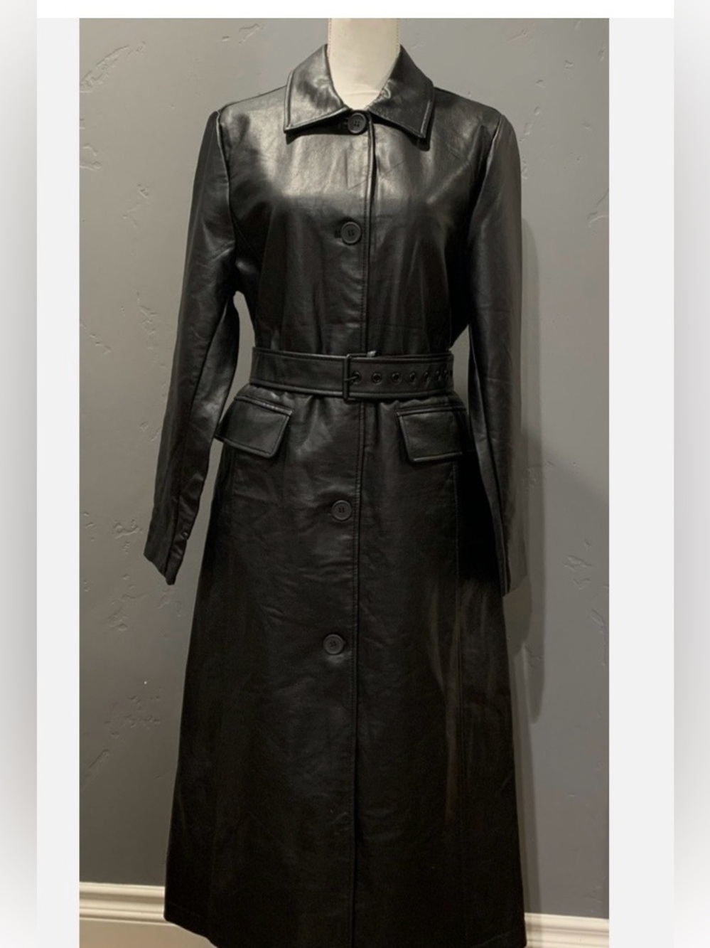 Rebecca Minkoff Black Vegan Leather Trench Coat